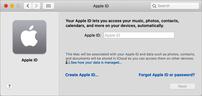 add o ID da Apple no Mac
