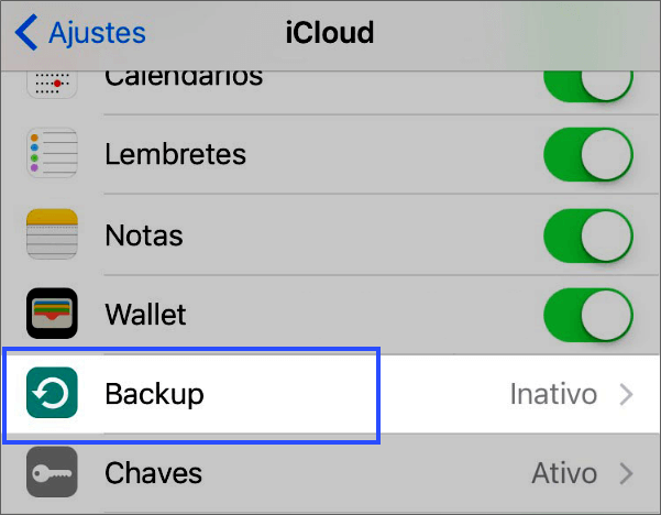 gerenciar o backup do iCloud