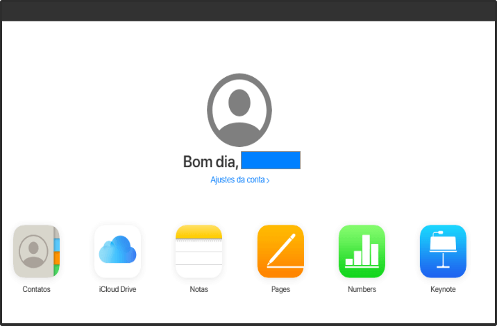 Tela da conta básica na apple