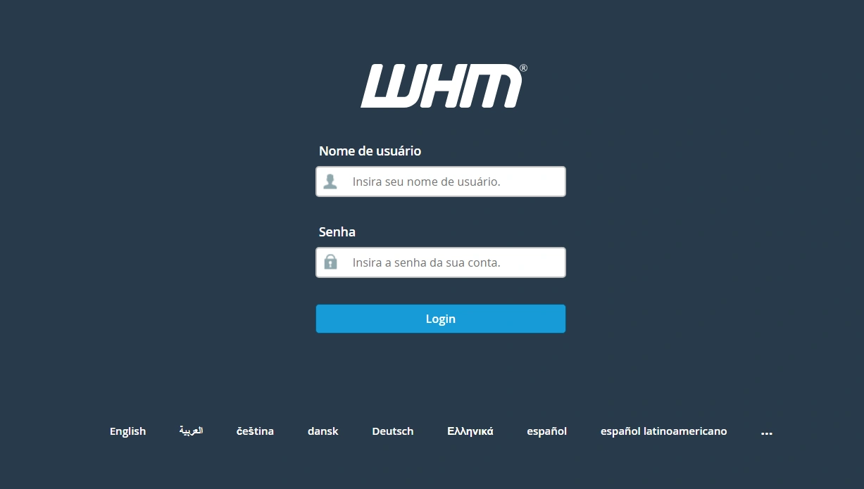 Login no WHM