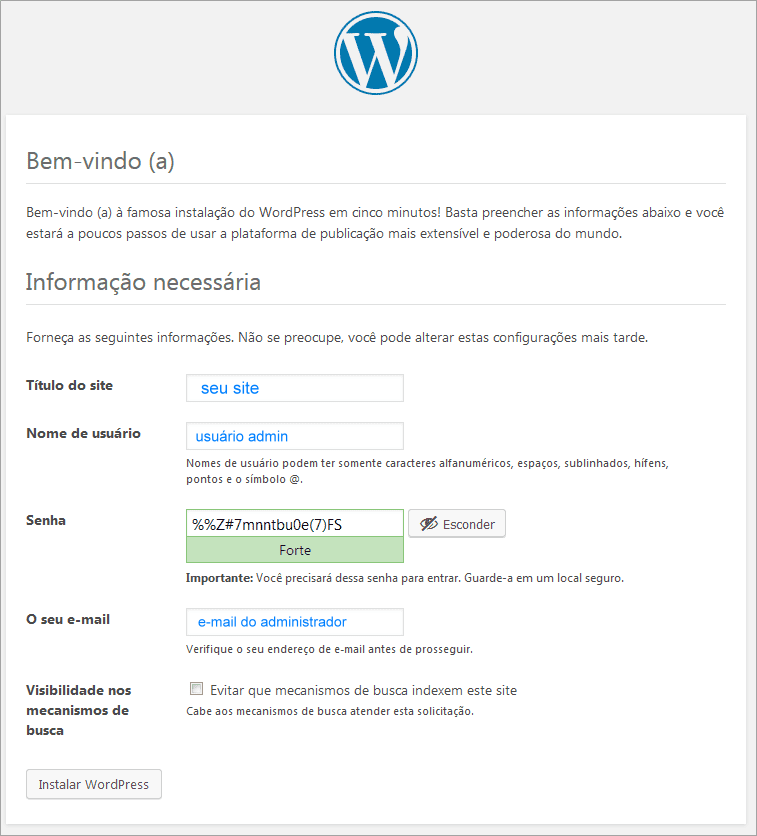 Configurar Admin do WordPress