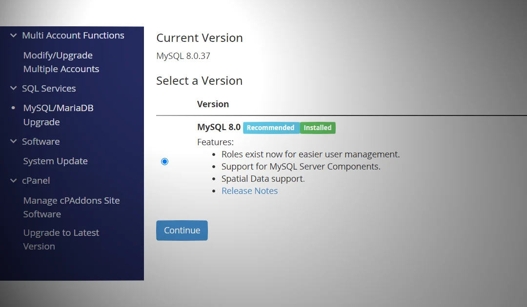 upgrade de MySQL para MariaDB no cPanel & WHM