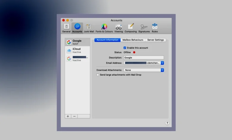 configurar minha conta de e-mail no Mac Mail
