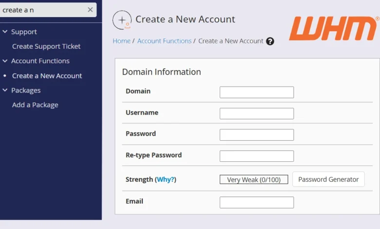 Como Criar uma Conta no WHM do cPanel