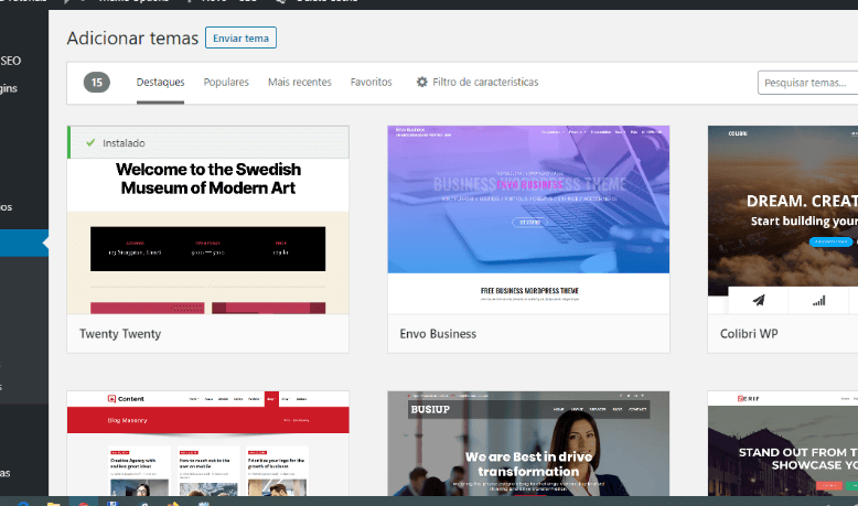 Instalar novo tema no WordPress pelo repositório de temas
