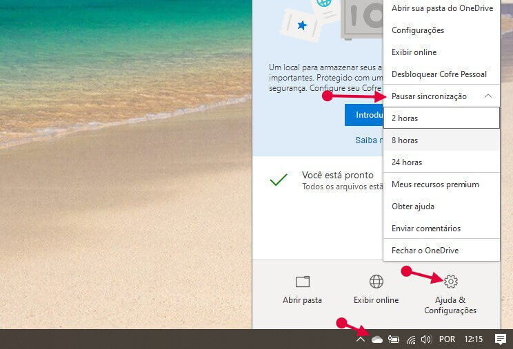 Pausar Sincronização do OneDrive