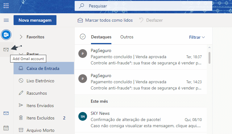 Adicionar Conta no Outlook