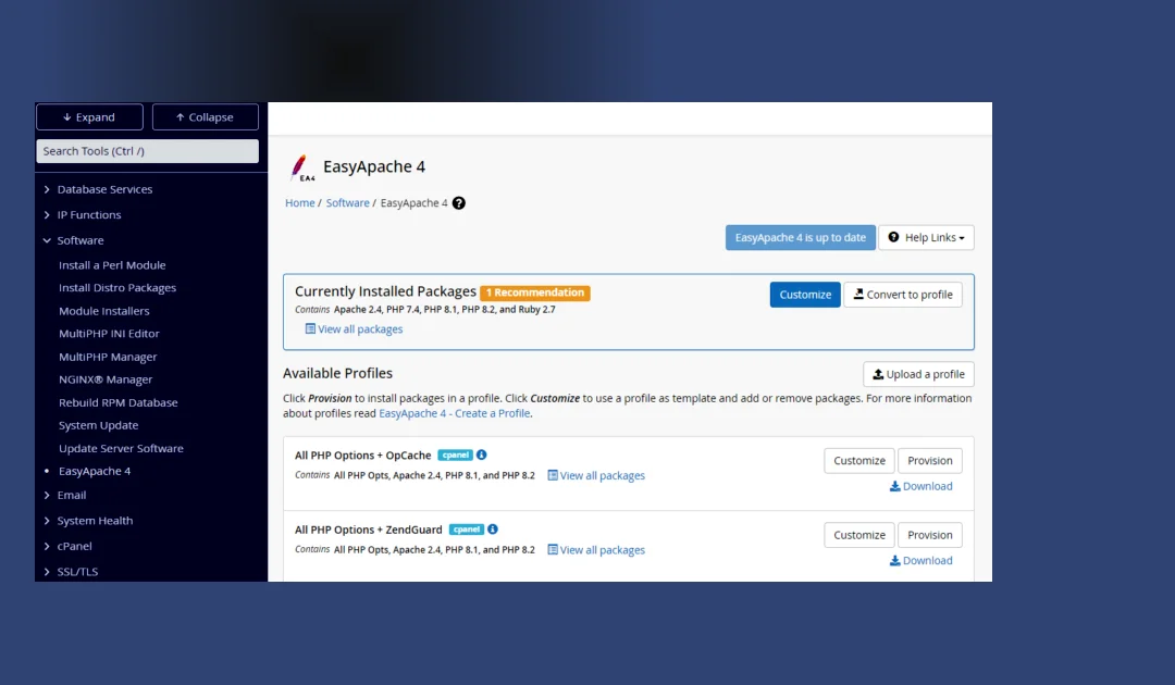 Configurar Módulos de EasyApache 4 no WHM