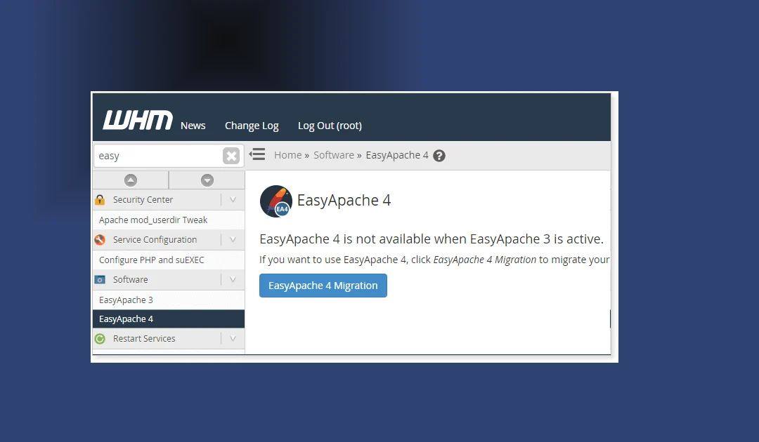 Instalar EasyApache 4 no cPanel WHM