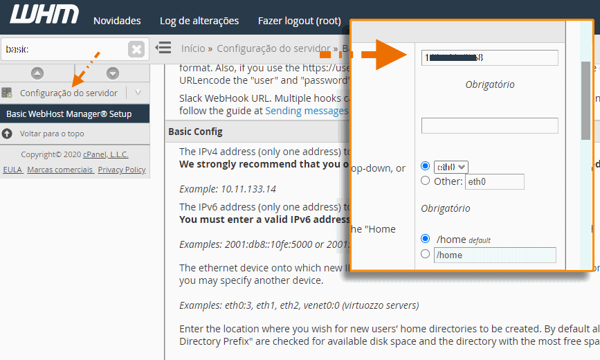 Alterar o IP no WHM