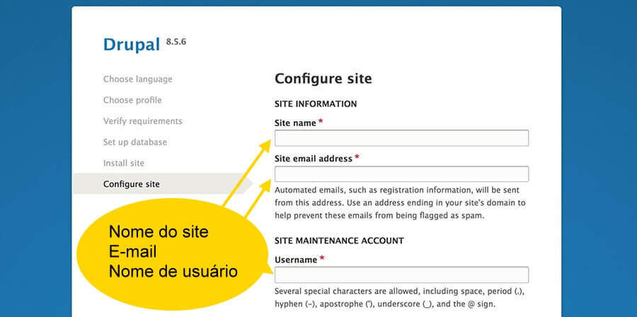 Criar Conta de administrador Drupal