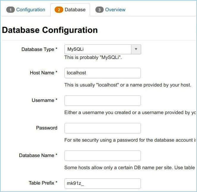 Guia database Joomla