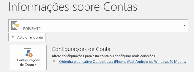 Configurando as contas de e-mail POP e SMTP