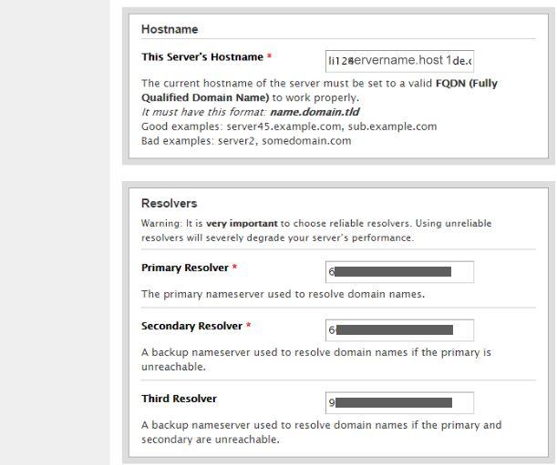 Definir hostname no WHM