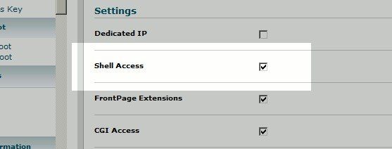 permitir acesso ao Jailed Shell