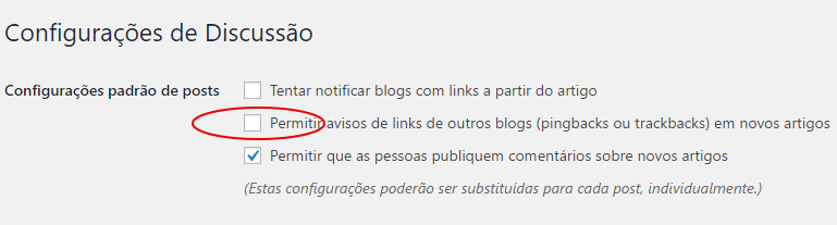 permitir pings no WordPress