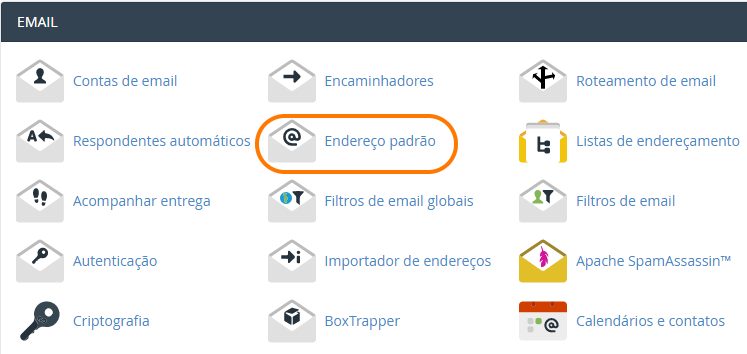 como desabilitar a conta de e-mail padrão no cPanel