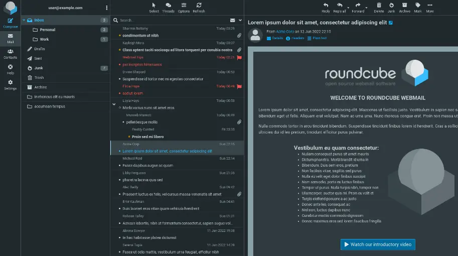 Algumas Características de Roundcube