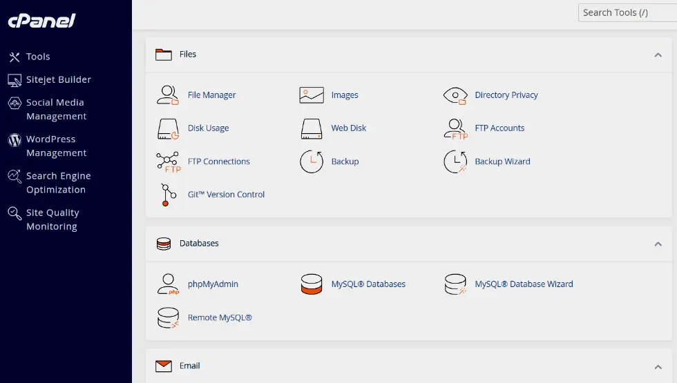 Interface cPanel
