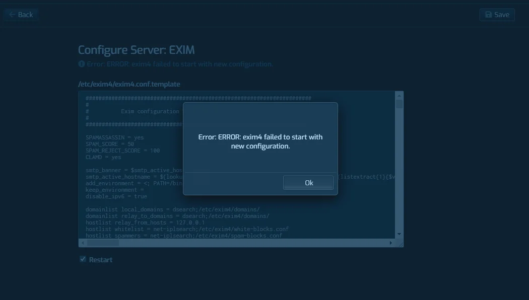 Configurar o Exim para Smarthost