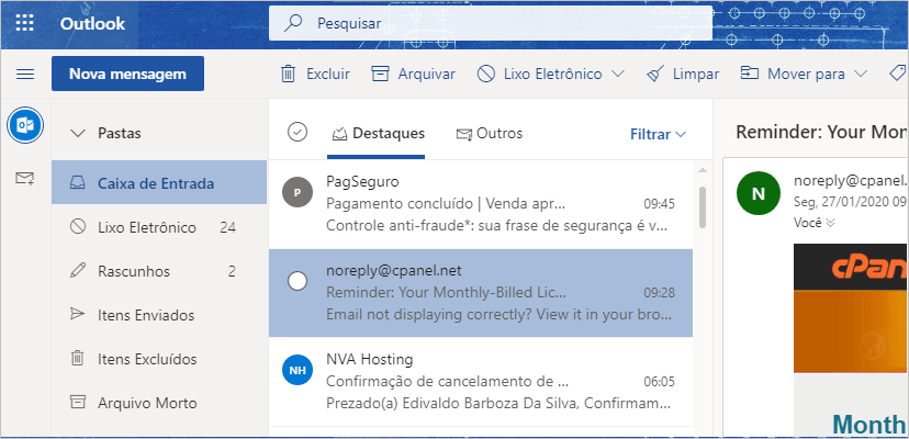 E-mail do Outlook