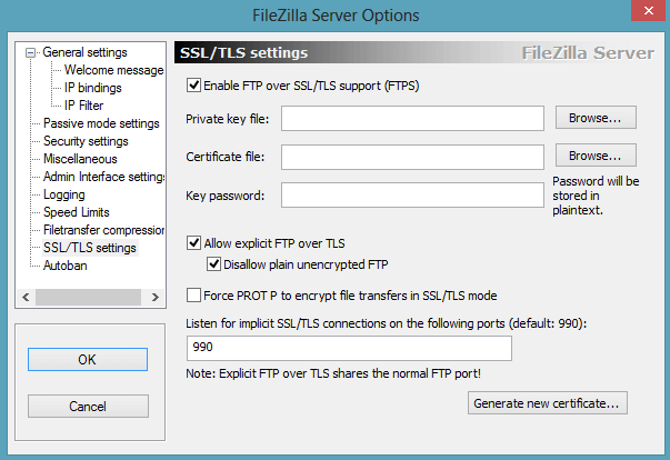 Instalar Certificado SSL no Servidor FileZilla