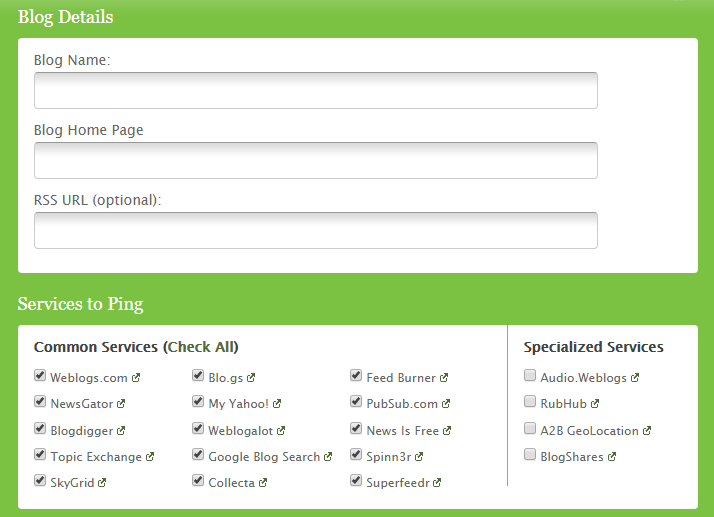 Envie ping do seu site