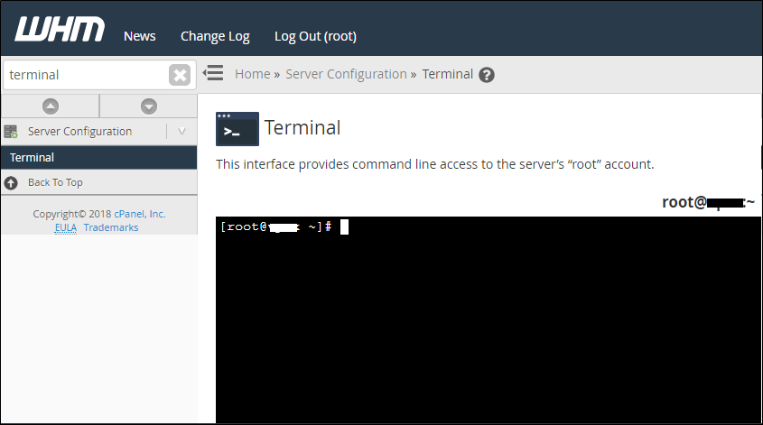 Acessar o terminal SSH pelo WHM