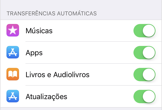 Ativar downloads automáticos no iPhone