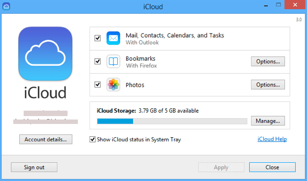 configurar o iCloud no Windows 10