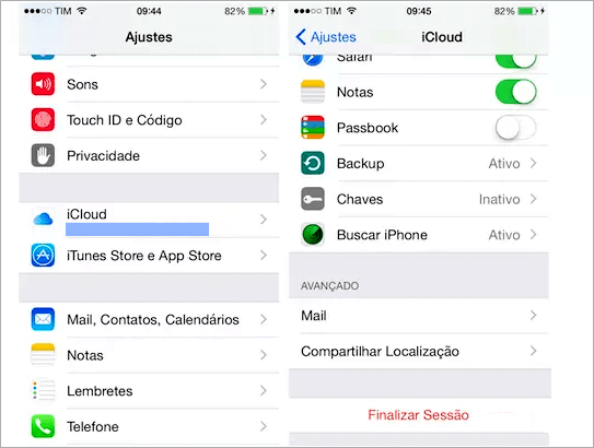 Como alterar a conta do iCloud