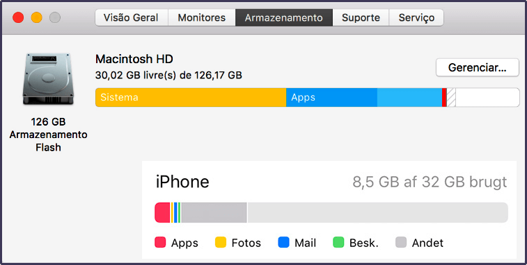 Visualizar o uso do iCloud - armazenar seus arquivos e-mails