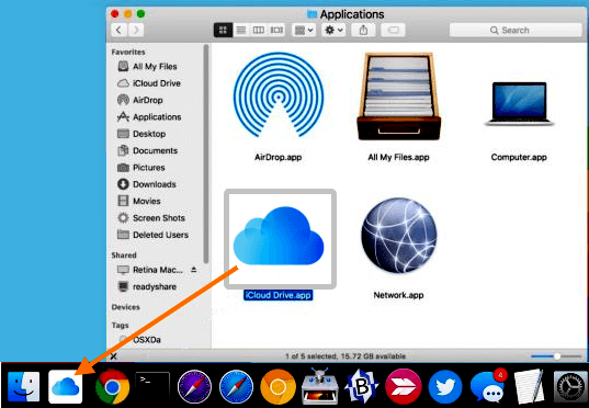 Adicionar o iCloud Drive ao Dock no Mac