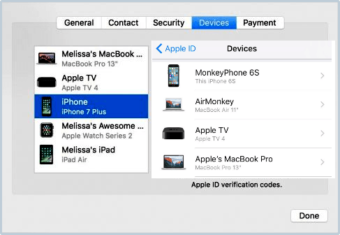 Obter informações sobre os dispositivos iCloud conectados