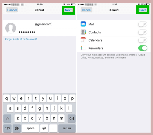 selecionar iCloud