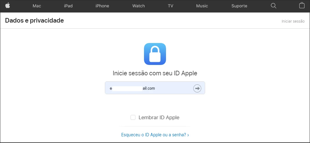 Upload de arquivos do iCloud