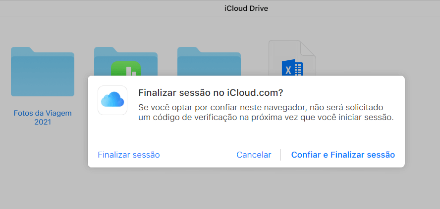 Logout no iCloud Drive