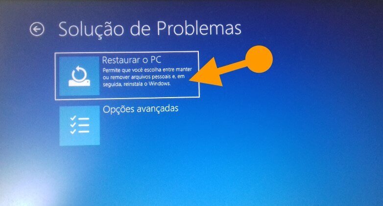 Restaurar o PC - reparo automático