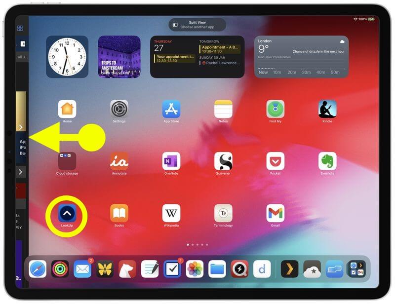 Como usar o Dock para invocar o Split View