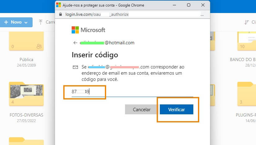 Digite o código de acesso do Cofre Pessoal