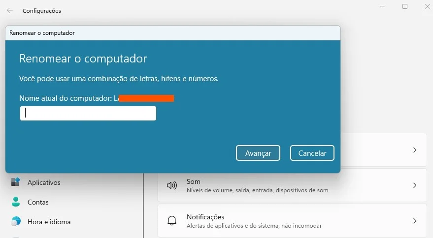 imagem e o nome do seu computador