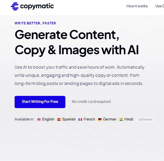 Copymatic gerador de artigos e conteúdos para blog