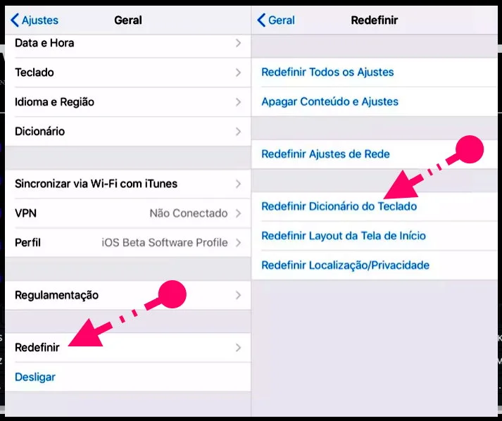 Redefinir o teclado do iphone