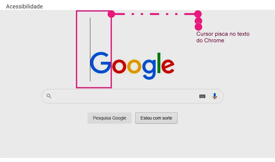 Como desativar o cursor do mouse piscando no Google Chrome