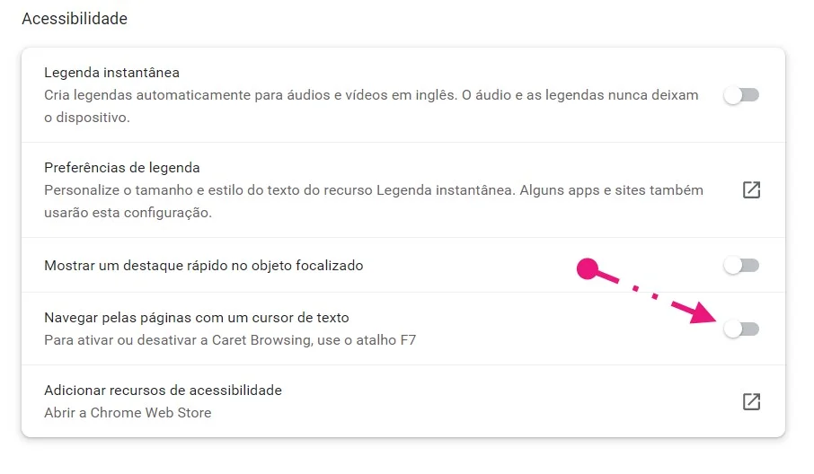 Como mudar o cursor do mouse no Google Chrome 