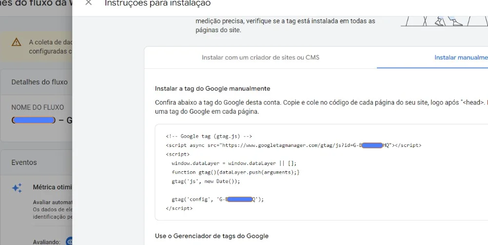 Copiar o Código do GA4