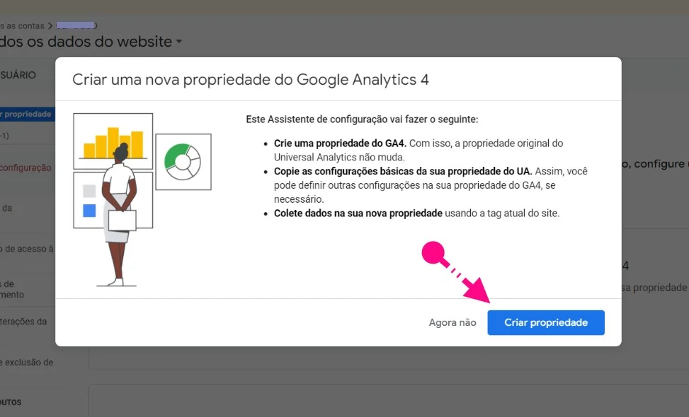 Criar uma nova propriedade do Google Analytics 4