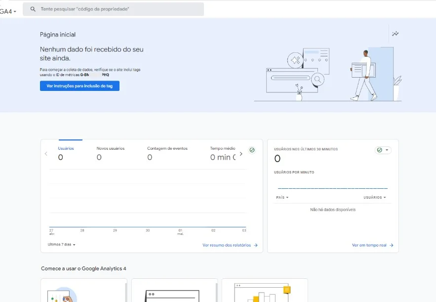 Tela zerada ao migrar para o Google Analytics 4