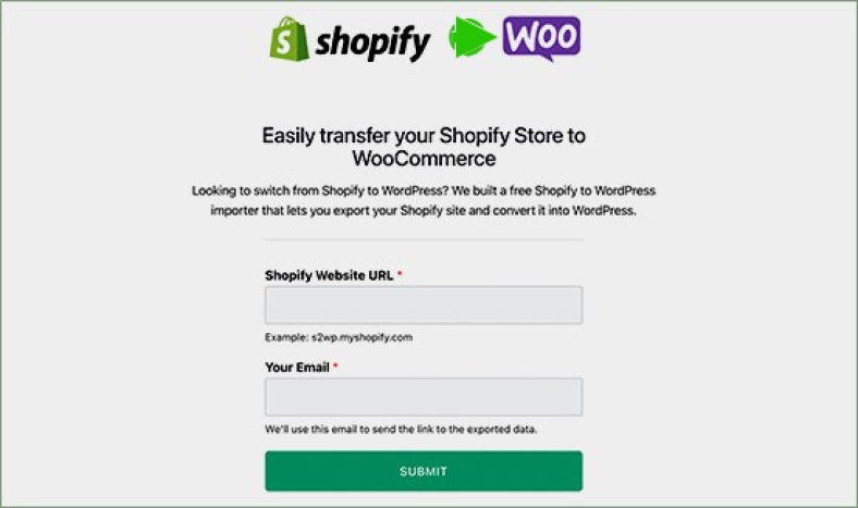 precisa visitar o site Shopify to WooCommerce