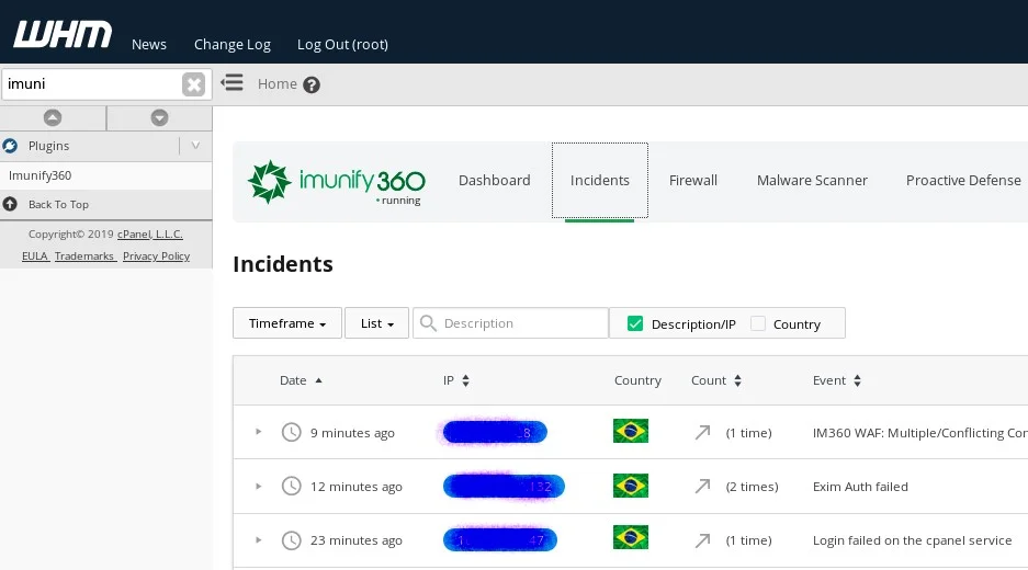 Integração e implementação do Imunify360